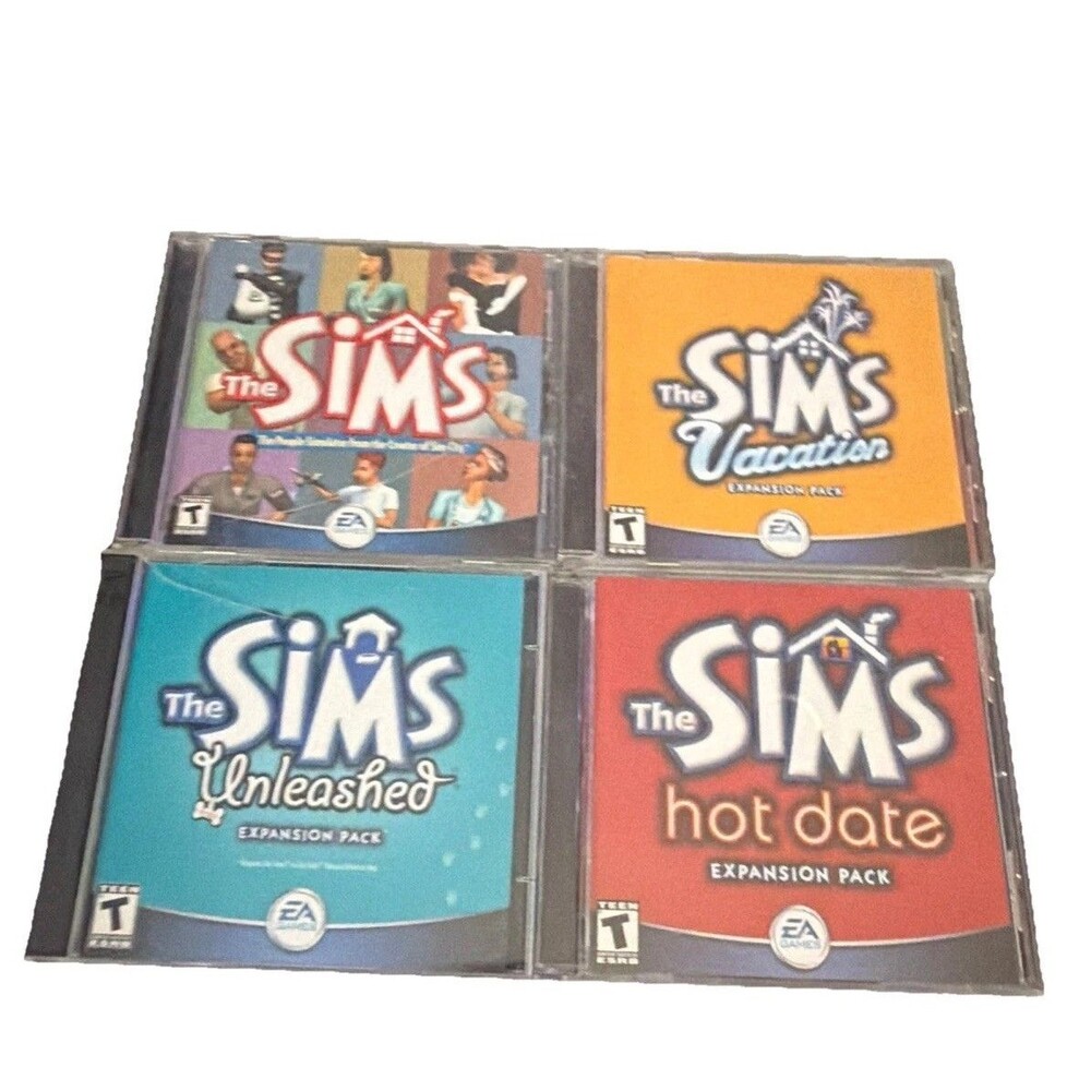 The Sims Jewel Case Original PC CD ROM Plus Expansion Packs Hot Date Vacation ++